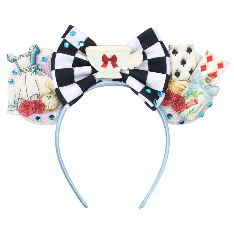 2024 Halloween Mouse Ears Headband Sequins Bow Hairband For Women Featival Party DIY Hair Accessories Boutique