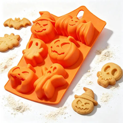 Silicone Mold for Cake Biscuits Candy Pumpkin Ghost Halloween Decor Skull Bat Spider Trick Or Treat Halloween Party Supplies