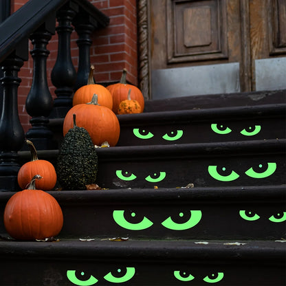 8 Pairs Glow in The Dark Halloween Eyes Window Clings Removable Luminous Fluorescent Window Sticker Halloween Wall Decal