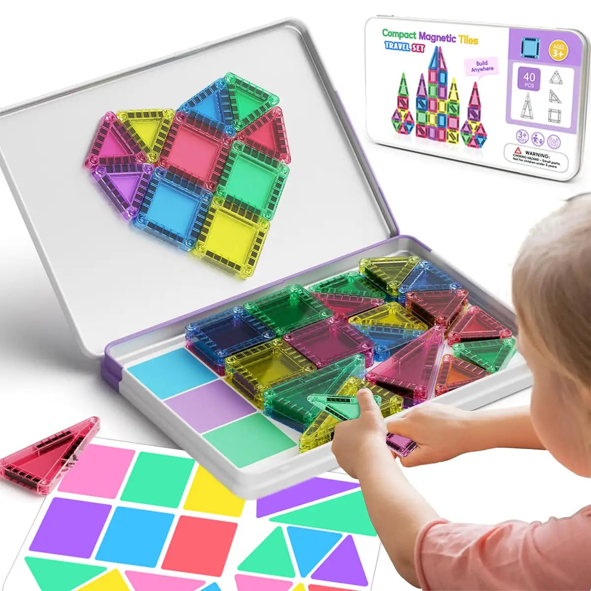 Mini magnetic building blocks toy, with a metal box for easy portability, children's stacking DIY construction toy, parent-child interactive toy, suitable as a gift for children's holidays and birthdays