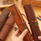 1PC Creative Treasure Map Retro Pencil Case Leather Large Capacity Roll Pencil Bag Embossed Buckle Simple Stationery Box Roll Po