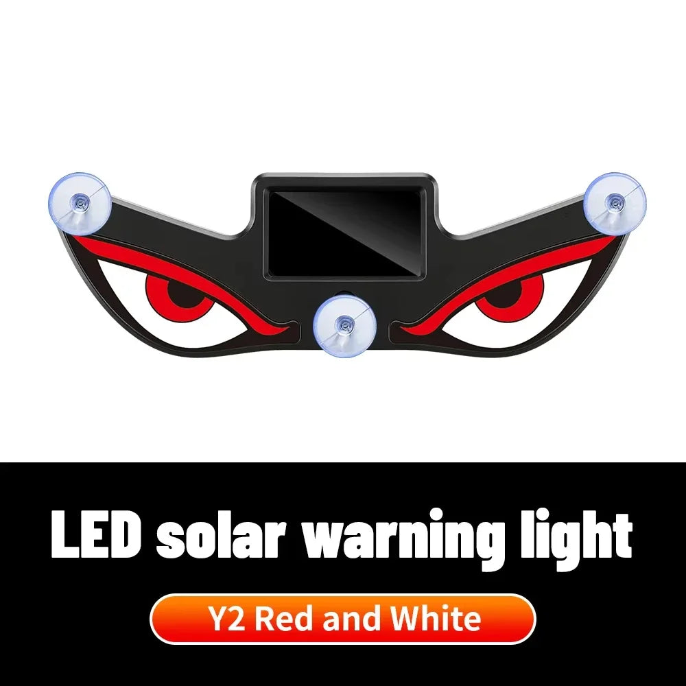 Solar Power Car Decorative Lamps Demon Eyes Light Cool Flashing Warning Light Dynamic Safety Vehicle Signal Lights for Halloween