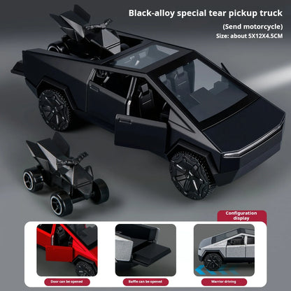 1:36 Cybertruck Toys Off Road Vehicle Die Cast Model Car Beach Motorcycle Hobby Collectible Birthday Gift