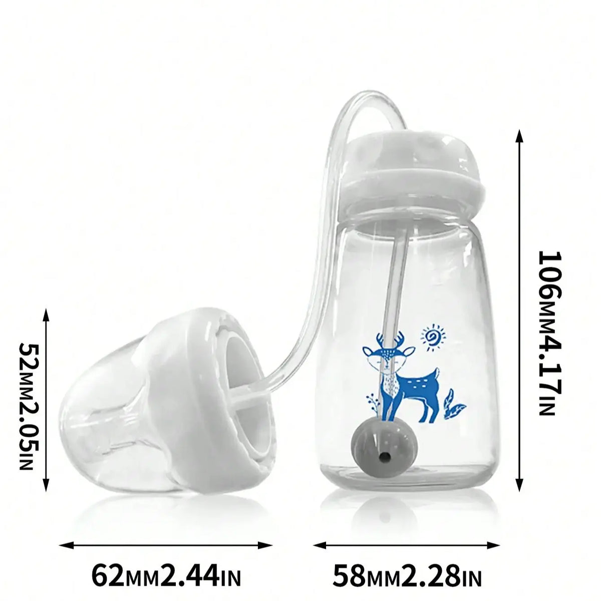 1pc 5oz/150ml Hands-Free PP Feeding Bottle with Straw Brush, Self-Feeding Normal-Neck Baby Bottle Set.