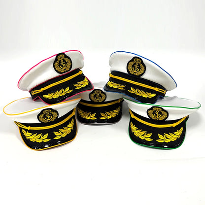 Cool White Military Hats with  Glowing LED Light Adult Navy Hat Yacht Cap Skipper  Sailor Captain Halloween Cosplay DJ Decor