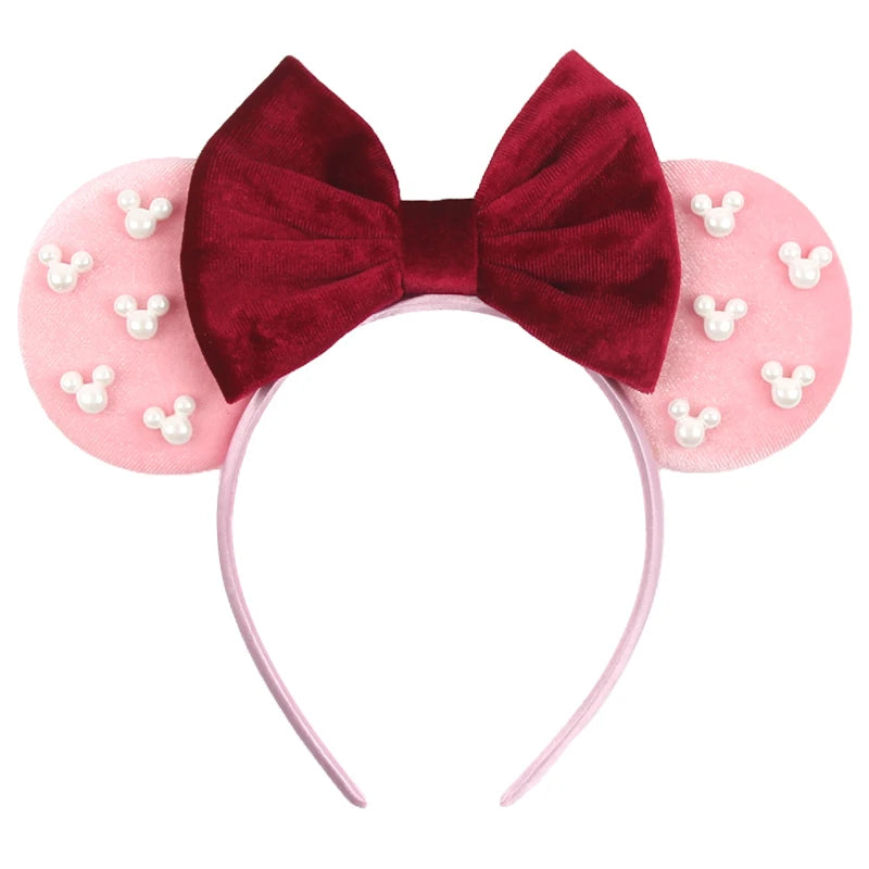 New Trendy Mouse Ears Headband 3.3"Velvet For Girls Soft Bow Hairband Halloween Festival Party Trip DIY Hair Accessories Gifts