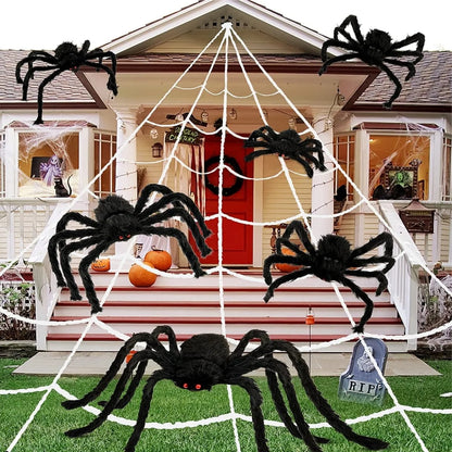 Halloween Plush Spider, 30-200cm Outdoor Giant Spider Decor Chamber Prank Black Spider, Horror Halloween Decoration Party Prop