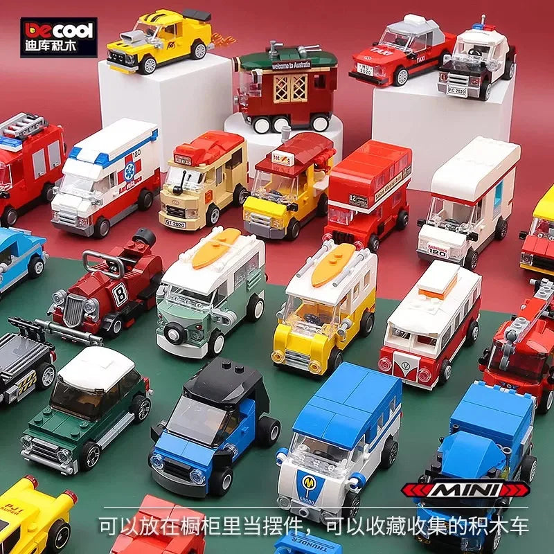 Racing Car Bus Engineering Vehicle Ambulance Pull Back Model Building Blocks Brick Toys Children Boys Compatible With Lego