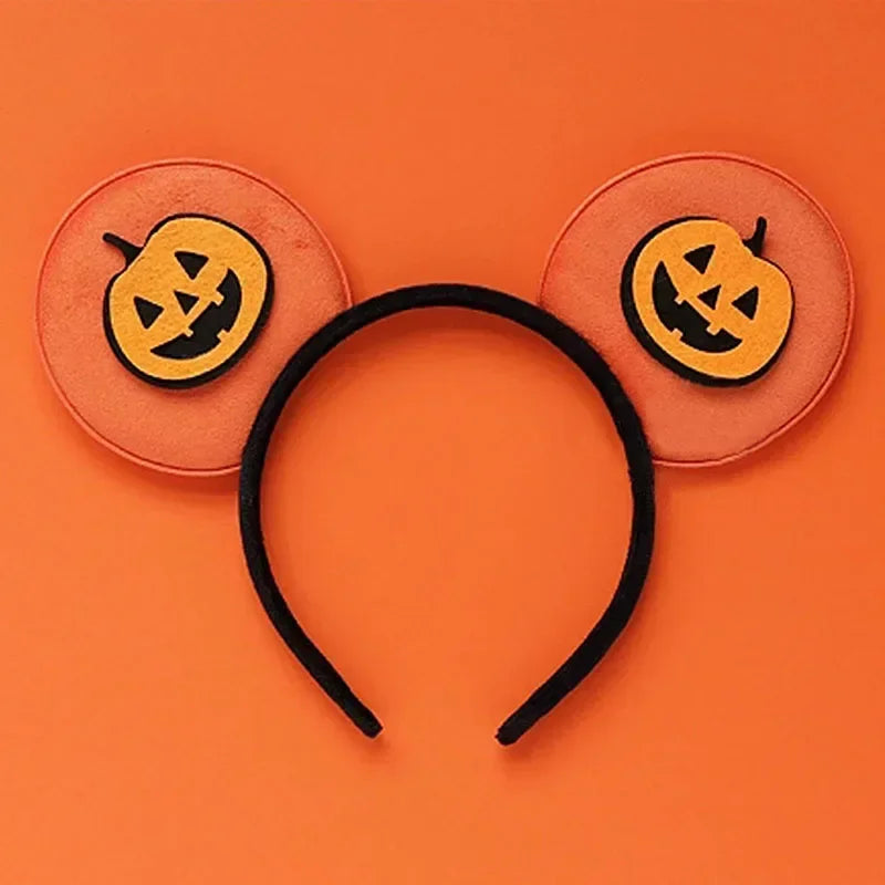 Disney leather Bat Bows Mickey Mouse Ear Headband for Adults Halloween Headwear Women Girls Cosplay Ghost Party Hair Accessories