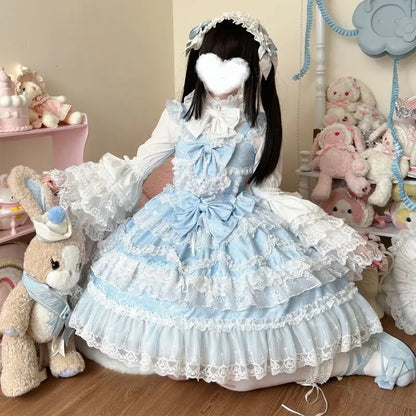 2025 New Victorian Sweet Lolita Dress Women Kawaii Cute Lace Ruffles Flower Wedding Bow Japanese Retro Elegant Princess Dresses
