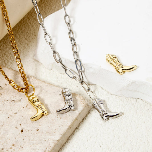 1/2 Piece Brass West Cowboy Charms Pendants 18K Gold Color Boots Horseshoe For DIY Making Supply Necklace Jewelry Findings