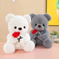 Wedding Rose Bear Plush Toy Cute Stuffed Animal Gift for Valentines Day Anniversary and Romantic Celebration Decor