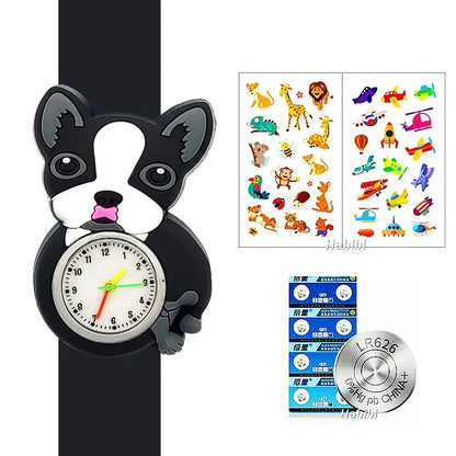 Boys Girls Watches Baby Kindergarten Party Gift Children Study Time Toy Wristwatches Slap Bracelet Clock Cartoon Kids Watches 22
