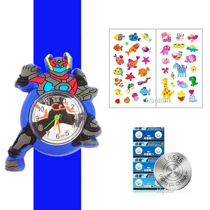 Boys Girls Watches Baby Kindergarten Party Gift Children Study Time Toy Wristwatches Slap Bracelet Clock Cartoon Kids Watches 22