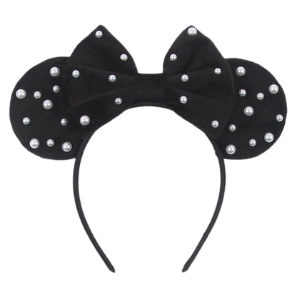 New Trendy Mouse Ears Headband 3.3"Velvet For Girls Soft Bow Hairband Halloween Festival Party Trip DIY Hair Accessories Gifts