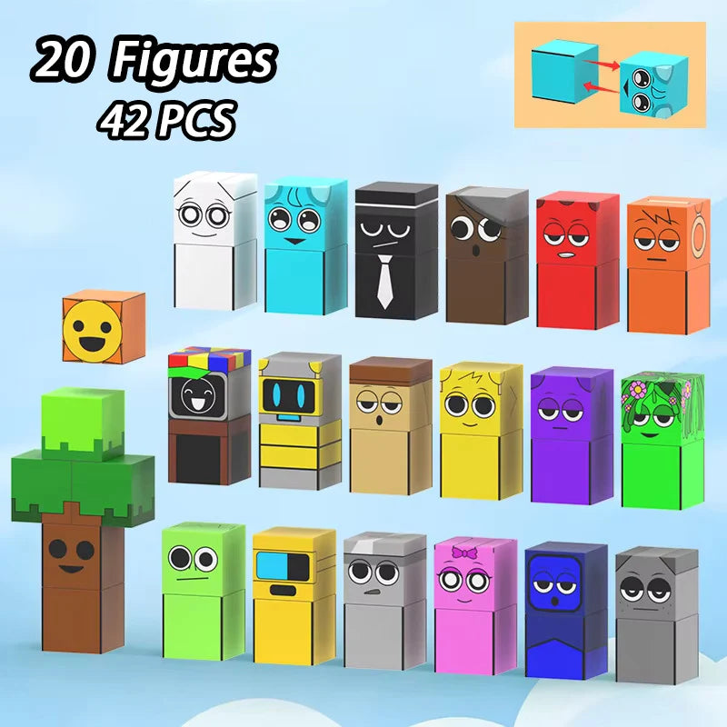 Magnetic Building Block Sprunki Magnet Cube Mine World Kid Gift Set for Boy Girl Children Age 3+ DIY Model STEM Sensory MusicToy