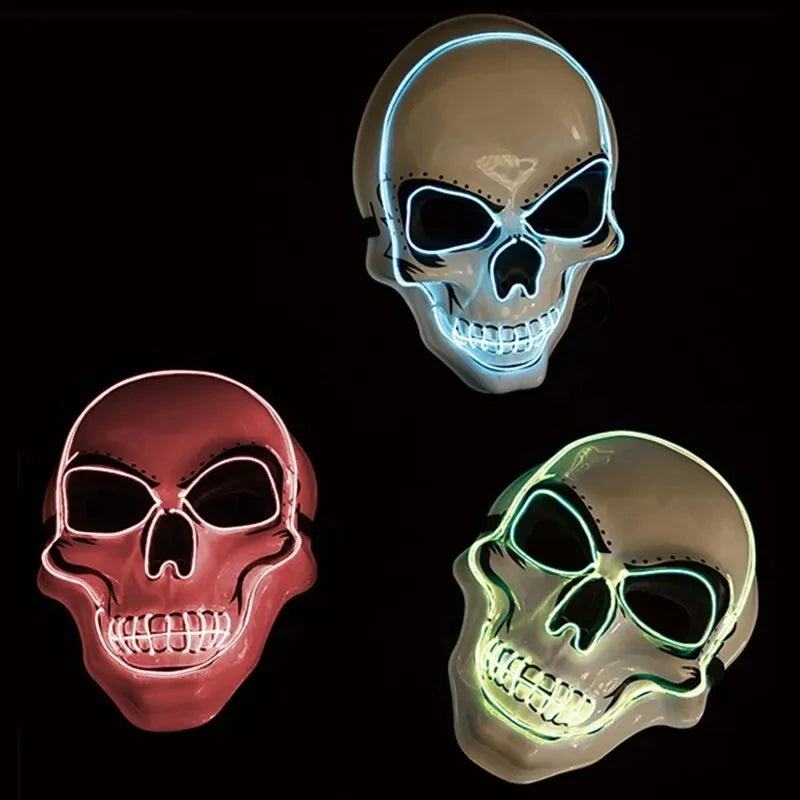 Halloween Adult Purification Mask LED Glowing Skull Terror Mask Cold Light Mask Role Playing Masquerade Ball