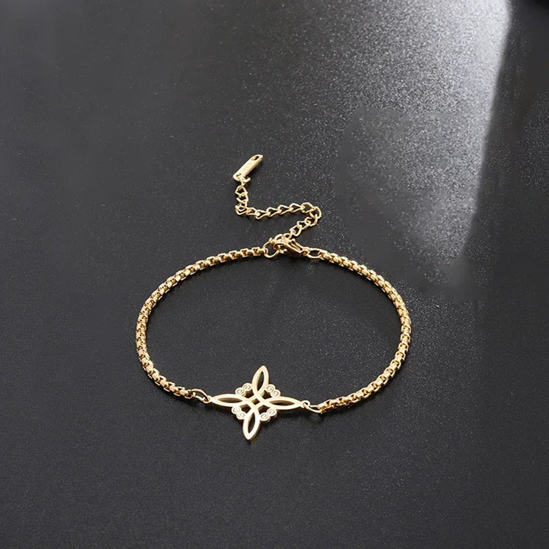 Fashion Charm Witch Knot Necklace Stainless Steel Irish Celtic Knot Pendant Witchcraft Amulet Magical Jewelry Gift for Girls