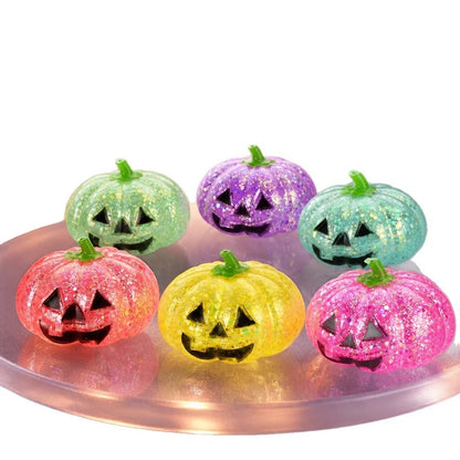 2026 Halloween Maltose Squishy Sequins Glitter Pumpkin Squeeze Balls Anti-stress Slow Rebound Pinch Toy Halloween Party Favors