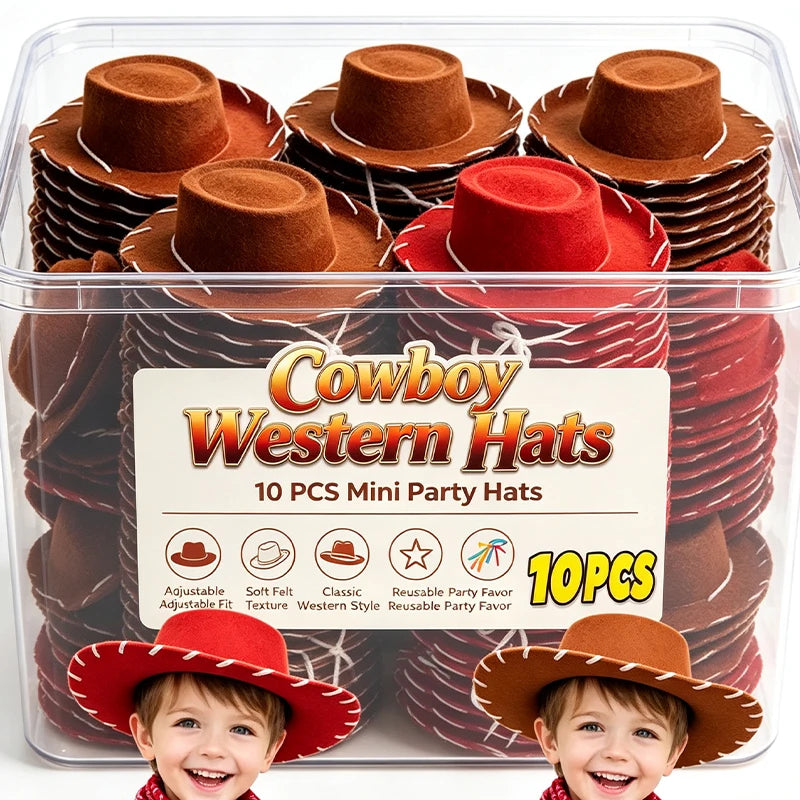 Brown Red Cowboy Western Hats and Bandanas for Kids Costume Hat Accessories for Toddler Child Theme Birthday Party Halloween