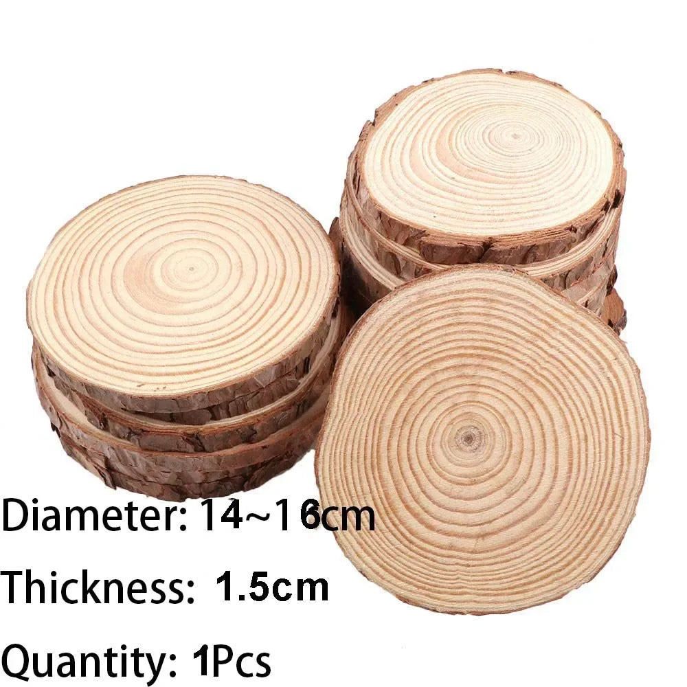 3-16CM/1-10pcsThick Natural Pine Round Unfinished Wood Slices Circles With Tree Bark Log Discs DIY Crafts Wedding Party Painting