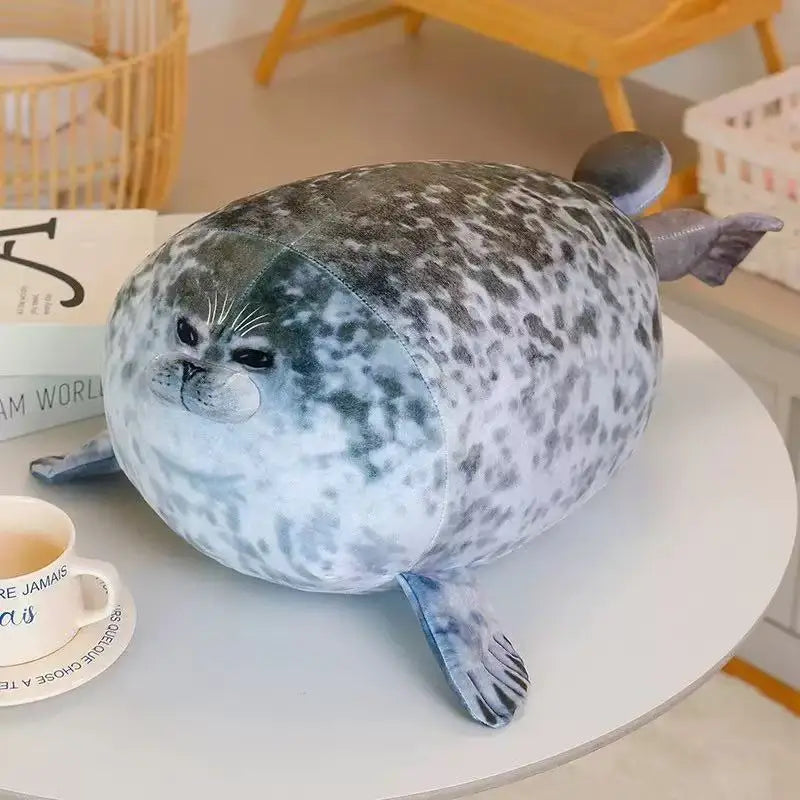 Angry Blob Seal Pillow Chubby 3D Novelty Sea Lion Doll Plush Stuffed Toy Baby Sleeping Throw Pillow Gifts for Kids Girls