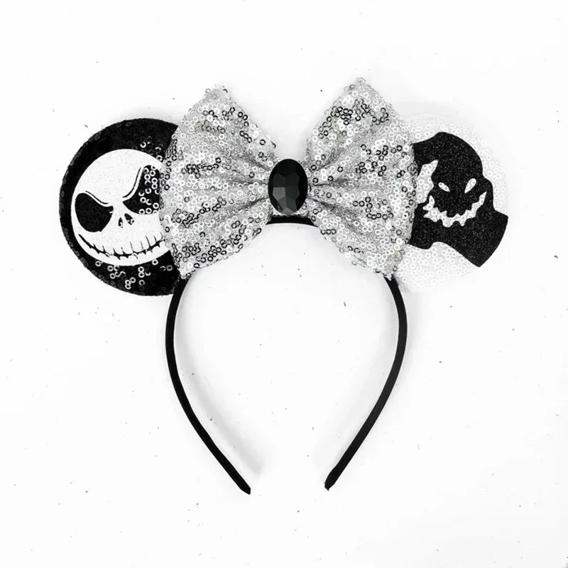 Disney leather Bat Bows Mickey Mouse Ear Headband for Adults Halloween Headwear Women Girls Cosplay Ghost Party Hair Accessories