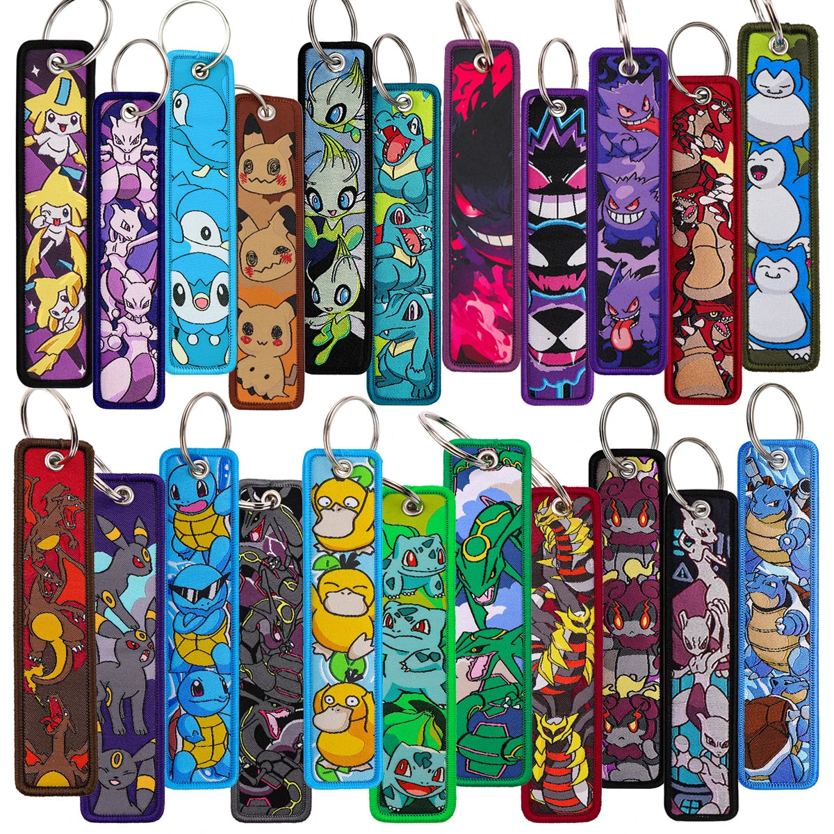 Japanese Anime Elf Monsters Keychain for Cars Backpack Key Holders Embroidery Keyrings Key Tag Jet Tag Accessories Gifts 1pcs
