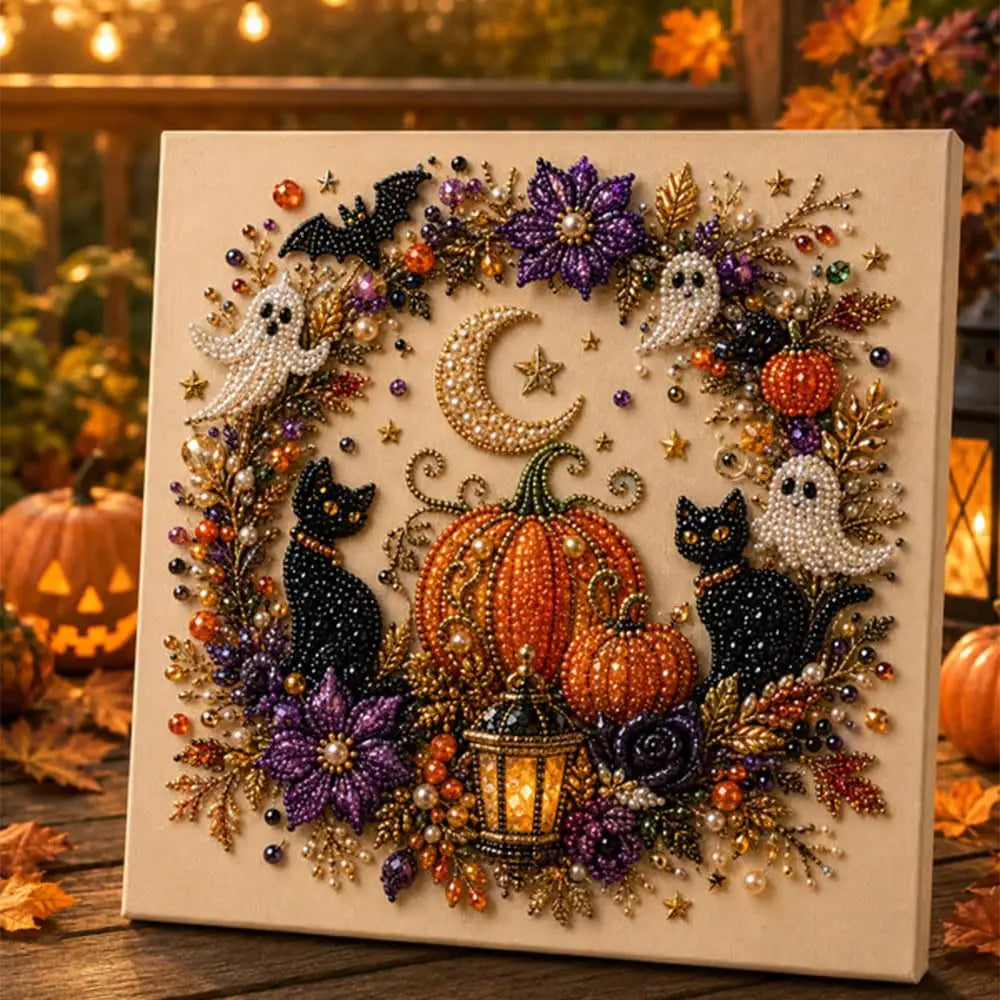 Halloween Ghost Pearl Art Kit for Adults DIY Pearl Painting Craft Kit Beginner Friendly Halloween Pearl Diamond Art Wall Decor