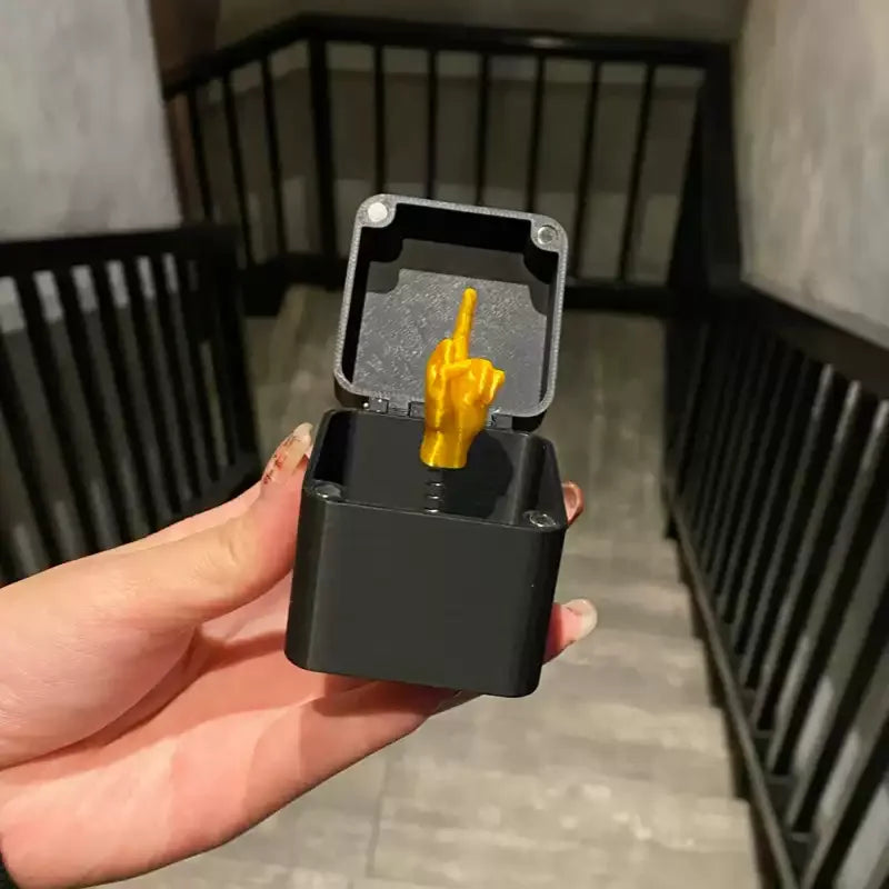 Funny Middle Finger in Box - Desk Decor Gag Gift for Halloween, Christmas & Birthday, Novelty Office Toy & Home Decoration