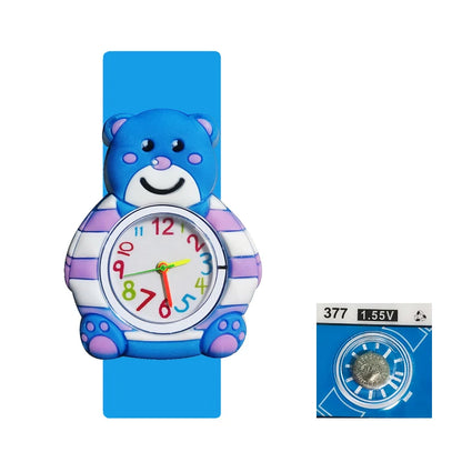 Cartoon Children Watches Baby Study Look The Time Toy Bracelet Kids Slap Watch for Boys Girls Birthday and Christmas Gift Clock