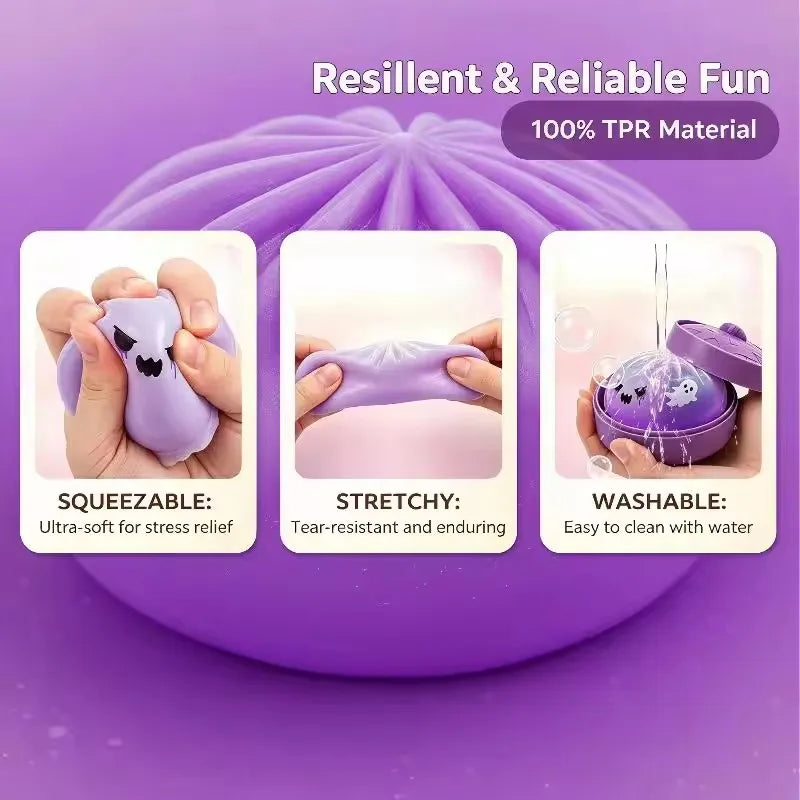Halloween Ghost Dumpling 5.5-8.5CM Soft Sticky Slow Rebound Fidget Toy Anxiety Relief Mystery Blind Box Collectible Gift