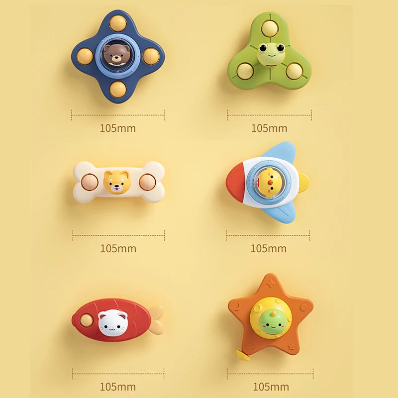 Baby Montessoris Spin Cup Top Bath Toys Bathing Sucker Spinner Suction Sensory Toy Rotating Rattles Early Educational Fidget Toy
