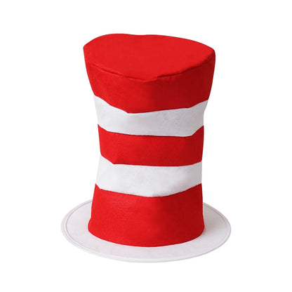 Red and White Striped High Hat Dr Seuss Birthday Party Hat Role-playing Stage Props Costume Accessory Halloween Carnival Cosplay