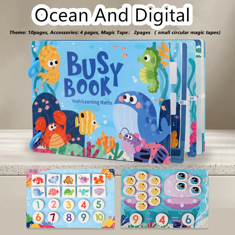 Busy Book for Kids, Animals Vehicles Dinosaurs Stickers, Matching Number & Letter Games, Interactive Learning Activity Book