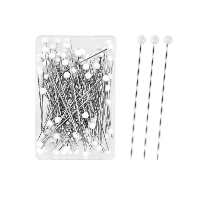 100Pcs/Box 38mm Sewing Pins Glass Head Dressmaking Pins Quilting Pins Pearl Heads For DIY Embroidery Sewing Positioning Tools