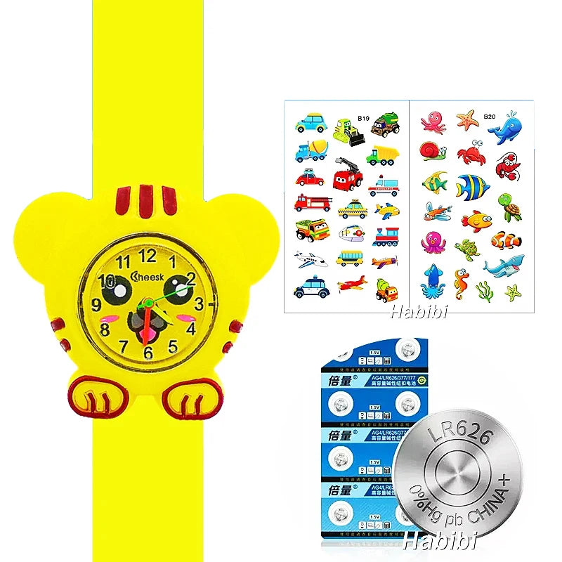Boys Girls Watches Baby Kindergarten Party Gift Children Study time Toy Wristwatches Slap Bracelet Clock Cartoon Kids Watches