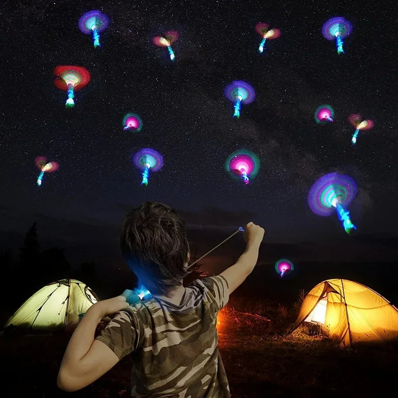 New 50/30/10/5/1Pc Amazing Light Toy Arrow Rocket Helicopter Flying LED Light Toys Party Fun Best Gifts Rubber Band Catapult