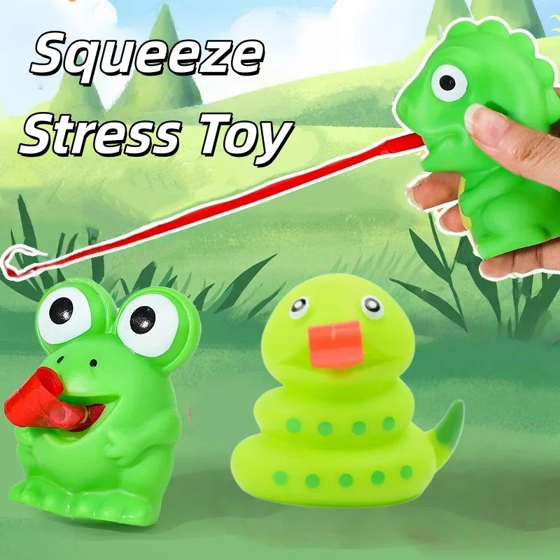 Squishy Fidget Squeeze Toys Creative Novelty Frog Dinosaur Sticking Tongue Out Funny Interactive Stress Relief Pinch Adults Gift