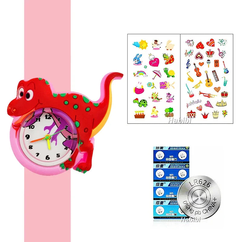 Boys Girls Watches Baby Kindergarten Party Gift Children Study time Toy Wristwatches Slap Bracelet Clock Cartoon Kids Watches