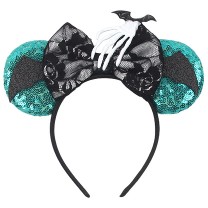 2024 Halloween Mouse Ears Headband Sequins Bow Hairband For Women Featival Party DIY Hair Accessories Boutique