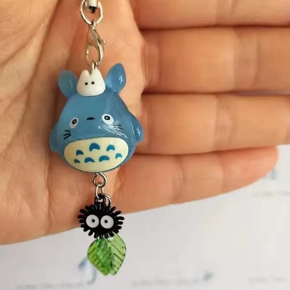 Kawaii Blue Animal Totoro Phone Charm Soot Sprite Keychain Woodland Anime Cat Cosplay Pendant Accessories Handmade Y2K Gift