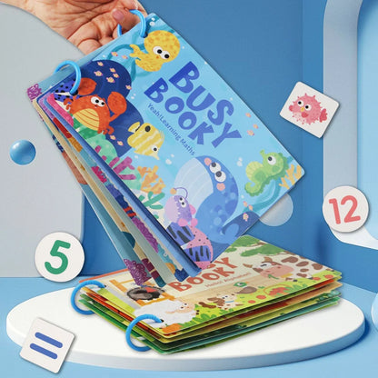 Busy Book for Kids, Animals Vehicles Dinosaurs Stickers, Matching Number & Letter Games, Interactive Learning Activity Book