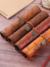 1PC Creative Treasure Map Retro Pencil Case Leather Large Capacity Roll Pencil Bag Embossed Buckle Simple Stationery Box Roll Po