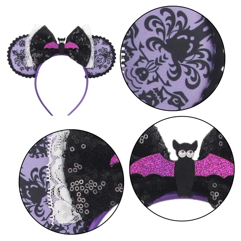 2026Latest Mickey Minnie Ear Headband Sequin Bows For Girl Adult Kids Halloween Party Cosplay Hair Accessories Princess Hairband