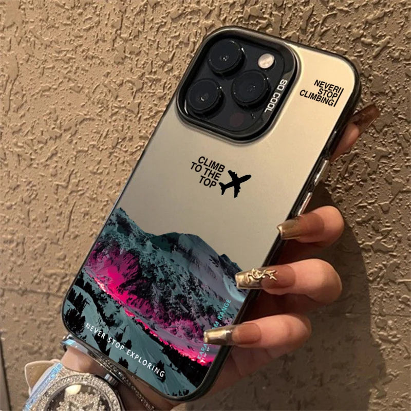 Mountain Peak Aircraft Phone Case for IPhone 18 17 16 14 15 11 12 13 Pro Max 15 16 Plus Air 18promax Shockproof Sunset IMD Cover