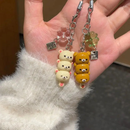 Cute Bear Phone Charms Pendant Kawaii Anime Keychain Accessories for Keys Schoolbag IPhone17 Pro Max Airpods Ins Korean Style