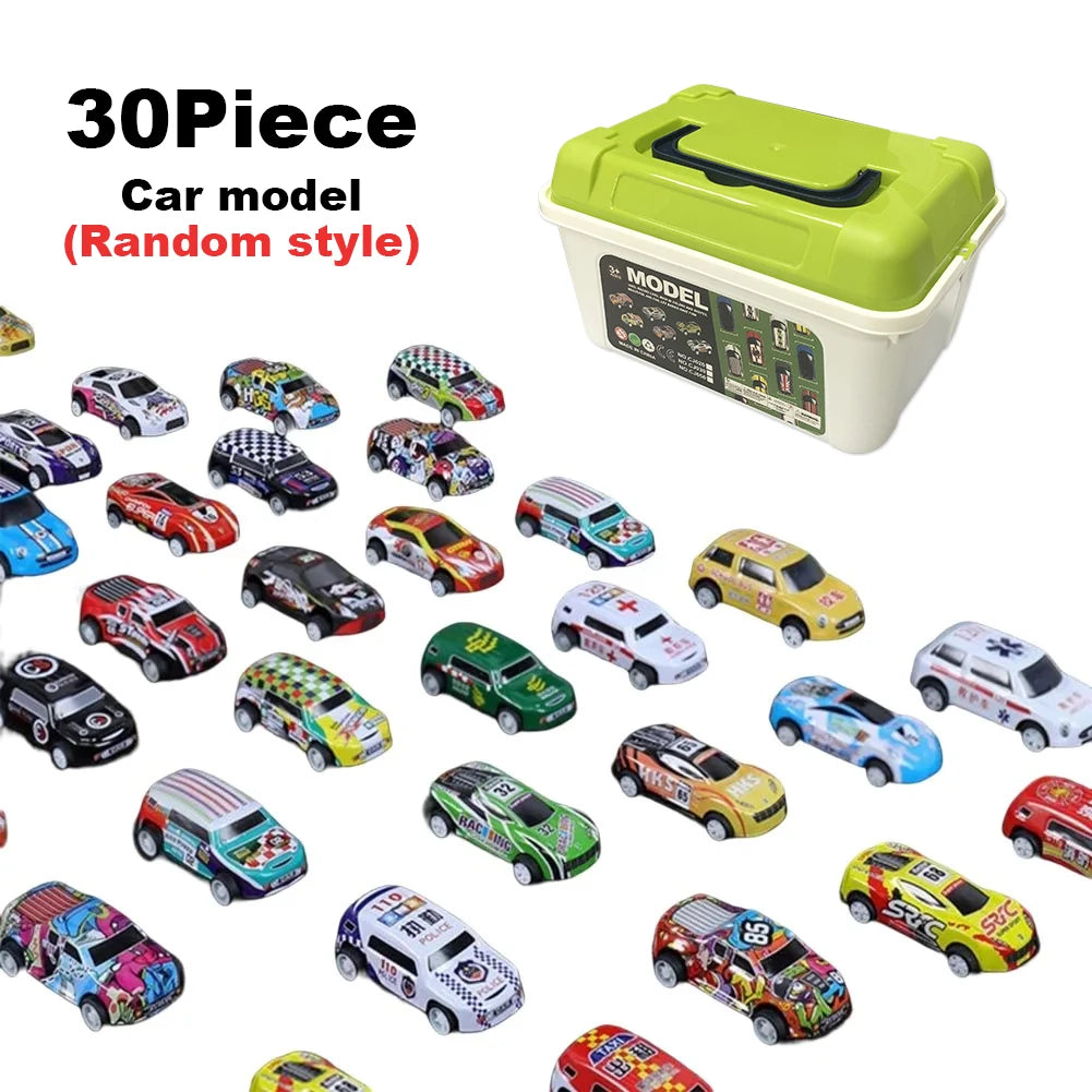 Mini Alloy Car Model Set with Storage Box Diecast Cars Toys for Boys Sliding Inertia Vehicle Children Toy Kit Kids Gifts