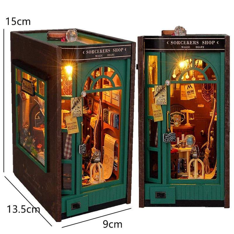 DIY Book Nook Kit Miniature Doll House With Furniture 3D Puzzle Model Building Wooden Bookshelf Bookend Toy Adults Birthday Gift