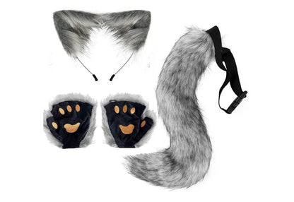 Halloween Party Fox Tail Fox Ears Set Plus Cute Paw Gloves Cosplay Animation Exhibition Character Handmade Plush Props